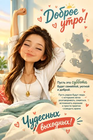 Женские образы — Доброе утро — уютное пробуждение в стиле 3D-мультфильма